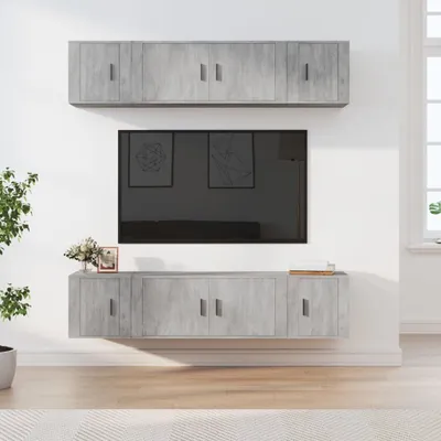 Produktbild von The Living Store 6-tlg. TV-Schrank-Set Betongrau Holzwerkstoff