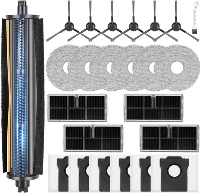 Produktbild von 24 Stück TriCut Bürste Zubehör für Dreame L10s Ultra Gen 2 / L10s Pro Ultra Heat / X30 Ultral/Mova E30 Ultra Saugroboter, 6 Staubbeutel 6 Wischpad 4 HEPA Filter 6 Seitenbürste 1 Reinigungszubehör