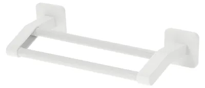 Image de Porte-serviettes adhésif, 40 cm - Fixation murale - Gain de place - Durable - Pour salle de bain, chambre ou cuisine - Blanc - Étagère à serviettes
