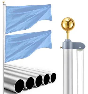 Imagen del producto de VEVOR Mástil de Bandera para Exterior 6,09 m, Asta para Bandera de Aluminio Modular, Metal Reforzado Base de Fijación, Kit Completo de Instalación, para Fiesta Eventos Actividades, Color Plateado