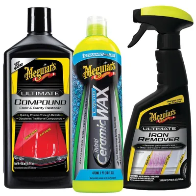 Produktbild von Meguiar's Ultimate Compound + Iron Remover + Hybrid Ceramic Liquid Wax Set