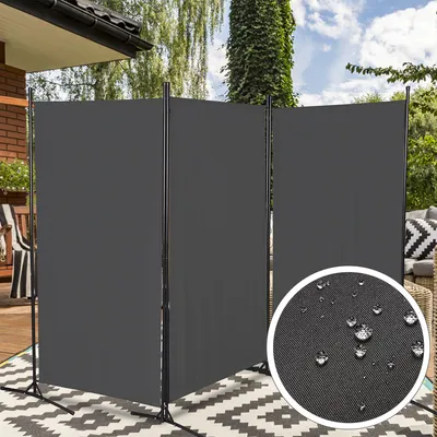 Produktbild von Wolketon Paravent Spanische Wand Zimmer Trennwand Outdoor 3 fach Raumteiler Raumtrenner Anthrazit