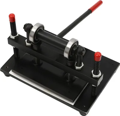 Immagine prodotto di Taglierina per pelle - Pressa manuale - Forza di pressatura 2 t - Corsa 0-100 mm - Piastra in nylon e chiave - Per pelle, tessuto, silicone, gomma - Viola