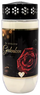 Produktbild von 8 Tage Premium Design Grabkerze mit Goldapplikation & Spruch: "In stillem Gedenken."