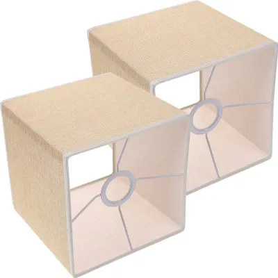 Leinen-Lampenschirm E27 20x20x20 cm, 2 Stück, Beige