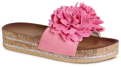 Produktbild von topschuhe24 3065 Damen Plateau Pantoletten Glitzer Sandalen, Farbe:Pink, Größe:36 EU