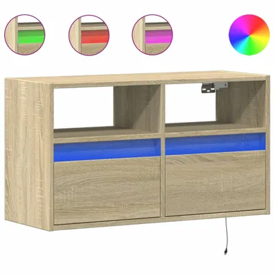 Produktbild von vidaXL TV-Wandschrank mit LED-Beleuchtung Sonoma-Eiche 80x31x45 cm