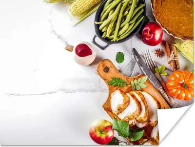 Produktbild von MuchoWow® Poster Gemüse - Fleisch - Küche - Kräuter 120x90 cm - Wandbild