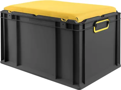Produktbild von Eurobox NextGen Seat Box Gelb | HxBxT 36,5x40x60cm | 65 Liter | Griffe geschlossen | Schwarz | Eurobehälter, Sitzbox, Transportbox, Transportbehälter, Stapelbehälter