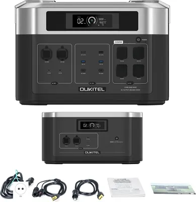Obrázek produktu pro B20000E – Přenosná powerbanka / solární generátor – 2048 Wh LiFePO4 – 2200 W čistý sinus – AC zásuvky – 1 baterie – černá
