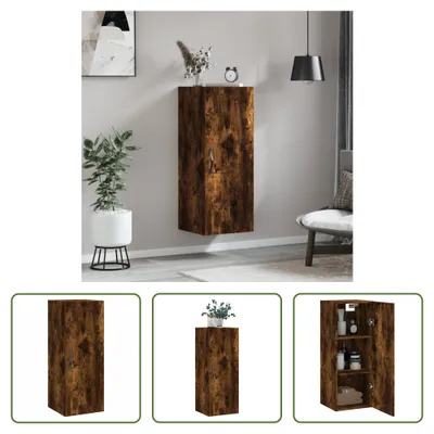 Produktbild von The Living Store Wandschrank Räuchereiche 34,5x34x90 cm Holzwerkstoff