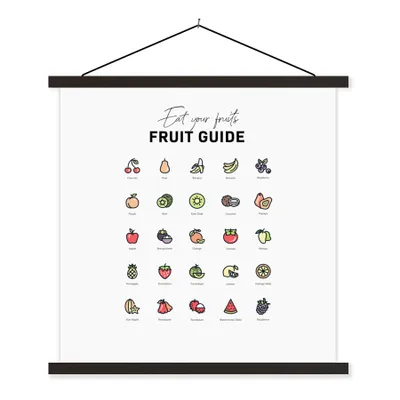 Produktbild von MuchoWow® Textilposter Küche - Obst - Lebensmittel 40x40 cm mit schwarzem Rahmen - Fotos