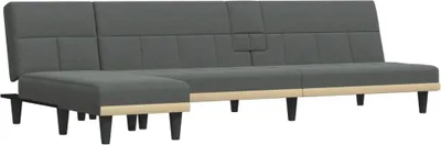 Productafbeelding van Slaapbank in L-vorm, donkergrijs, 255x140x70 cm, met stoffen bekleding