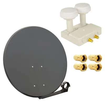 Produktbild von PremiumX SAT Anlage 80cm Antenne Twin Monoblock LNB WE 4x F-Stecker
