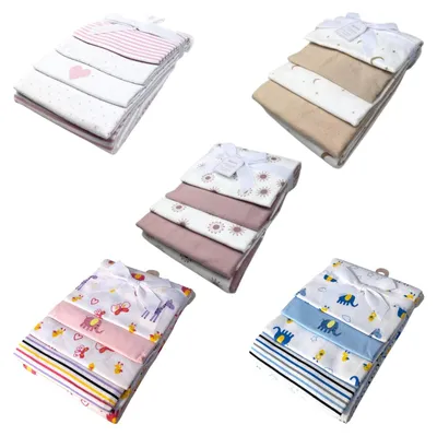 Produktbild von 4er Pack Moltontücher » Geschenkset » Baby Spucktuch 76 x 76 cm » Wickelunterlage aus Baumwolle » leichte Decke & Stilltuch » Baby Starter-Set: Tiere Blau Motiv: Tiere Blau
