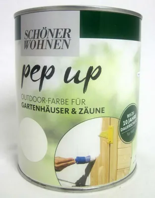 Produktbild von Schöner Wohnen Pep up Outdoorfarbe Holz Gartenhäuser Zäune Wetterschutzfarbe 1 Liter Ihr neuer Vorschlag weiss