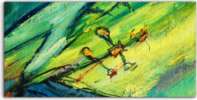 Produktbild von Coloray Spritzschutz aus Glas 100x50  Wandkunst Küchenrückwand Foto Grün und Gelb Malerei abstrakte