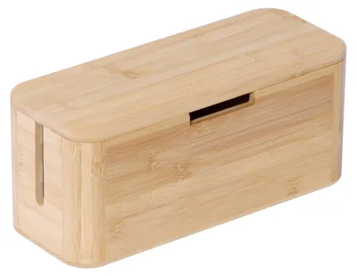 Obrázok produktu pre Relaxdays Skriňa na káble pre zásuvkovú lištu, bambus, magnetické veko, 14,5 x 34 x 13,5 cm, na skrytie káblov, skriňa na zásuvky, prírodná farba