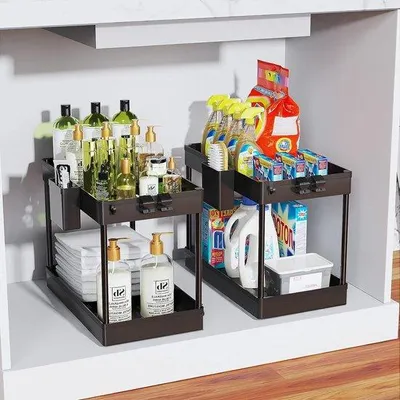 Zdjęcie produktu dla System do organizacji przestrzeni nad zlewem z 2 półkami i haczykami