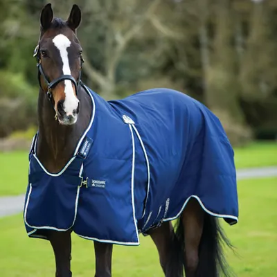 Produktbild von Horseware Rambo Optimo Stable Sheet Summer 0g - Navy with Beige Baby Blue & Navy