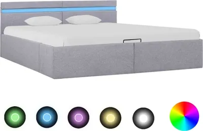 Produktbild von Möbel Bett mit Bettkasten Hydraulisch LED Hellgrau Stoff 180x200 cm  - Klassische Betten 285611