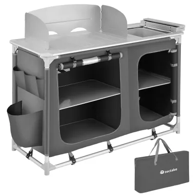 Produktbild von tectake® Campingküche Luxus mit Aluminiumgestell und 4 Fächern faltbar 116 x 52 x 107 cm