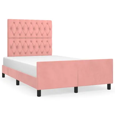 Produktbild von vidaXL Bettgestell mit Kopfteil Rosa 120x200 cm Samt