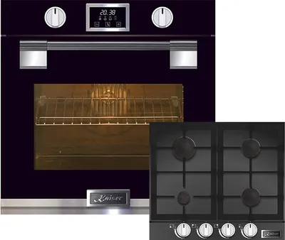 Produktbild von Kaiser Herdset Autark, Kaiser EH 6338s Einbau Elektro Backofen schwarz + Kaiser KCG 6387 Gaskochfeld 60 cm schwarz []