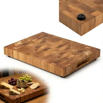 Produktbild von EICHENHOLZPLATTE END GRAIN 30x40, premium, auf Füßen, KÜCHENBLOCK