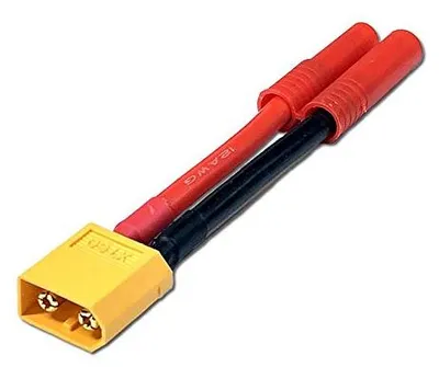 Adapter XT60 auf HXT 4 mm, vergoldet, 60A, 12AWG, 1 Stück
