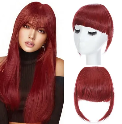 Immagine prodotto di Caschetto sintetico francese, color rosso scuro, con clip per capelli
