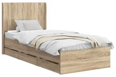 Immagine prodotto di Struttura letto con contenitore e testiera in rovere Sonoma, 100 x 200 cm
