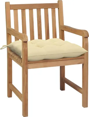 Produktbild von vidaXL Gartenstühle 2 Stk. mit Cremeweißen Kissen Massivholz Teak