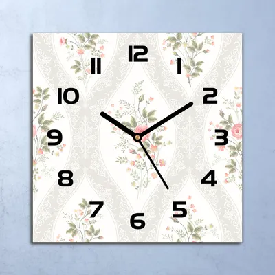Produktbild von Wanduhr Echt-Glas-Küchenuhr Vintage Blumenstrauß Quarz 30x30 Deko Bilder