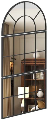 Productafbeelding van Muurspiegel - Wandspiegel - Passpiegel - Hangspiegel - Zwarte Metalen Lijst - Set Van 3 - Boogvormig Design