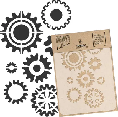 Produktbild von Malschablone für Handwerk A5 15x21cm, Fabrik Zahnräder Mechanismus Muster, Wiederverwendbare Kunststoff DIY & Scrapbooking Zeichenschablone