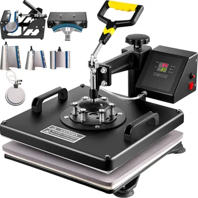 Immagine prodotto di pressa termica 8 in 1 per stampa transfer tessile - Pressa tessile con piastra - Pressa per stampa tessile 38 x 38 cm - 1000 W - Adatta per