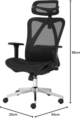 Zdjęcie produktu dla Ergonomiczne krzesło biurowe, krzesło biurowe z wysokim oparciem, z regulowanym podparciem lędźwiowym, podgłówkiem i 3D podłokietnikami, regulowane krzesło menedżerskie, krzesło obrotowe