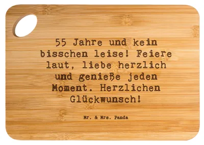 Produktbild von Mr. & Mrs. Panda Brett Spruch 55. Geburtstag - Transparent - Geschenk, Happy Birthday, Frühstücksbrettchen, Meilenstein, feiern, schneidunterlage, Schneidebrett, Alter