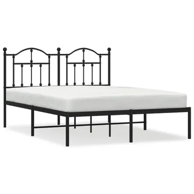 Image de vidaXL Cadre de lit avec tête de lit en métal noir 140x190 cm