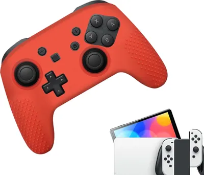 Produktbild von Hüllen & Skins für Nintendo Switch 1 – Performance-Gaming-Hülle – Soft Grip-Abdeckungen – Anti-Rutsch-Zubehör für Pro-Controller – Rot