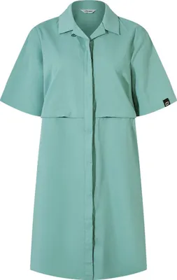 Mintgrünes W Explorer Dress von Berghaus; kurzärmlig mit Knopfleiste und lässigem Schnitt.