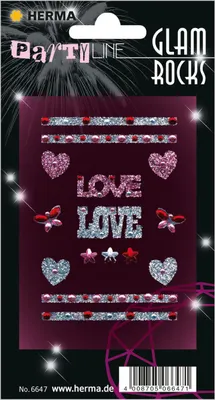 Produktbild von Handyaufkleber Glitzersteine mit Love-Motiven Rot Herma Glam Rocks
