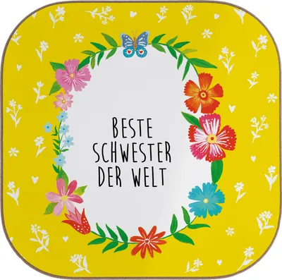 Produktbild von Mr. & Mrs. Panda Tassenuntersetzer Schwester - Weiß - Geschenk, Sister, Untersetzer für Gläser, Tochter, Tischuntersetzer, Coaster, gläseruntersetzer, Geschwister