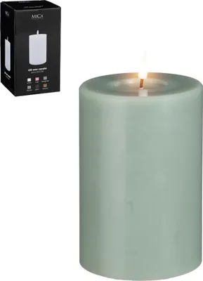 Produktbild von Mica LED Kerze grün, warm weiss, batteriebetrieben mit Timer 15 x Ø 10 cm