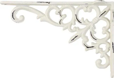Image de Console murale ancienne au style rustique, 12 x 18 x 35 cm, blanche