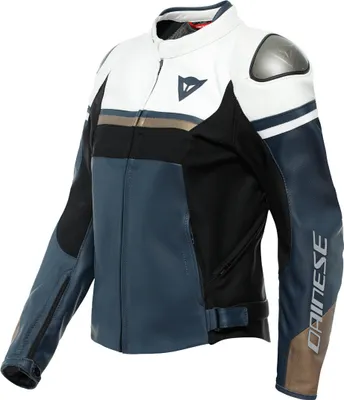 Produktbild von Dainese Rapida Damen Motorrad Lederjacke, weiß/schwarz/blau, 40