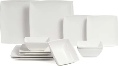 Produktbild von BonBistro Yong Squito Geschirrset - Weiß - 12-teilig / 4 Personen - 4 Speiseteller, 4 Frühstücksteller und 4 Schüsseln
