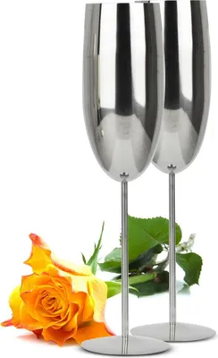 Produktbild von 2 Sektgläser 270ml Edelstahl Silber Sektkelche Champagner Sektglas Proseccoglas