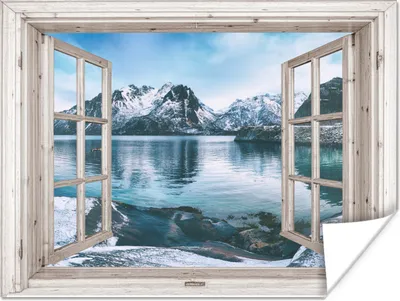 Produktbild von MuchoWow® Poster Aussicht - Berg - Wasser 120x90 cm - Wandbild